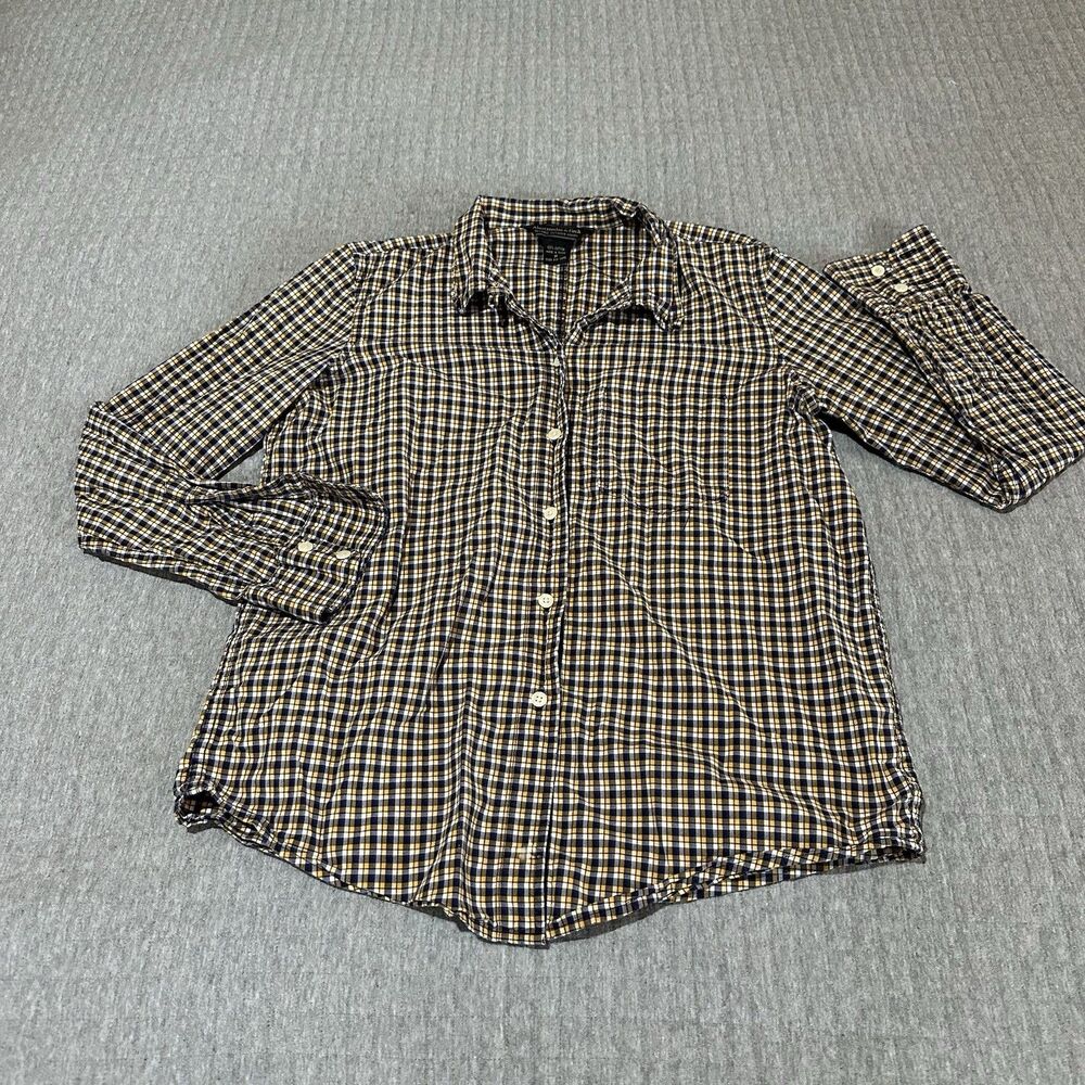 Abercrombie & Fitch Men’s Blue Yellow Plaid Cotton Long Sleeve Button-Up Shirt M